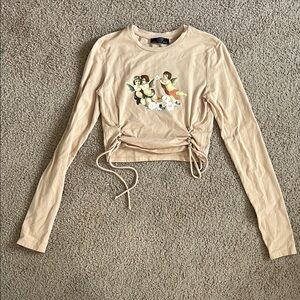 Bershka Long Sleeve Angel Crop Tee
